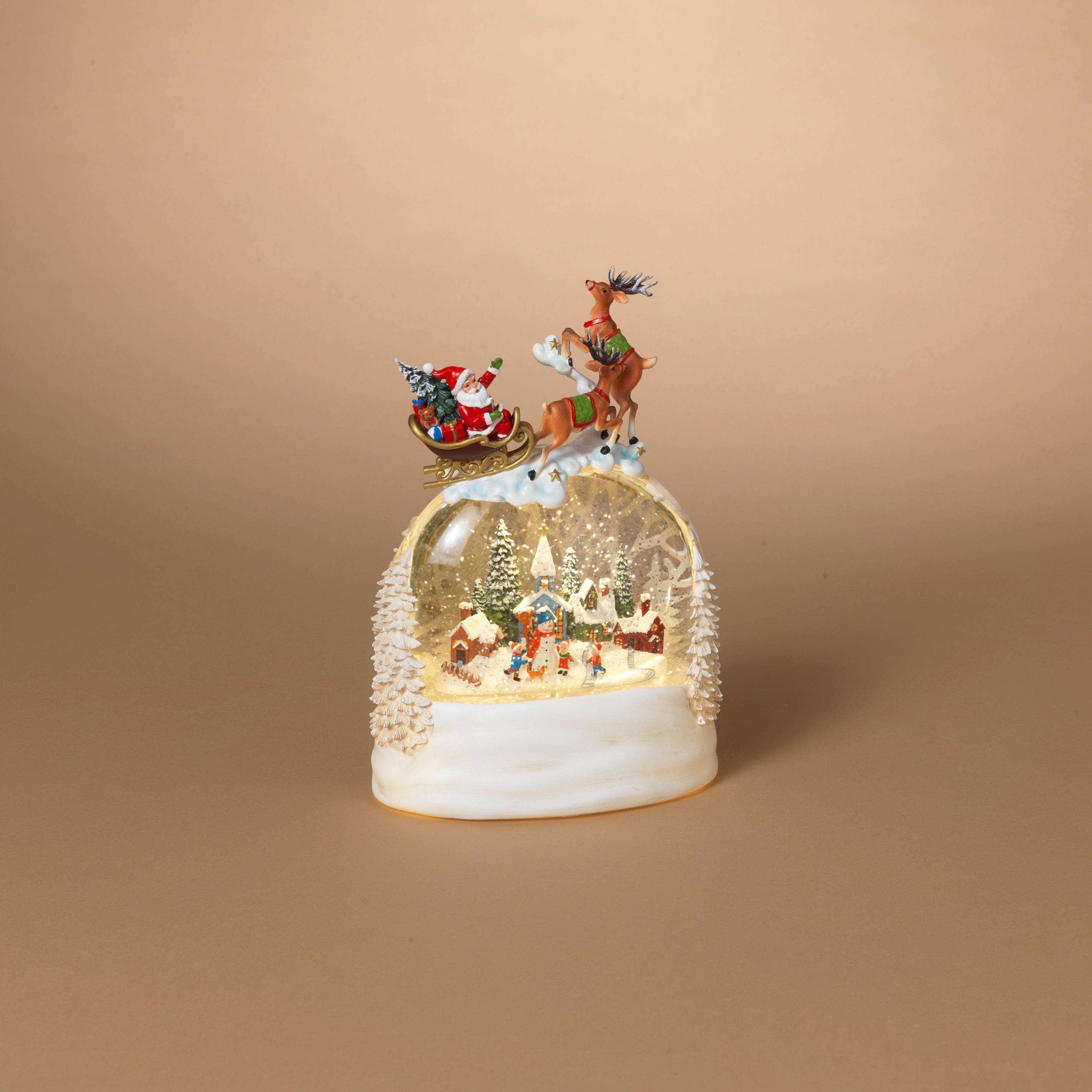 Playful 9.5 in H Battery Operated Lighted Spinning Water Globe with Sleigh